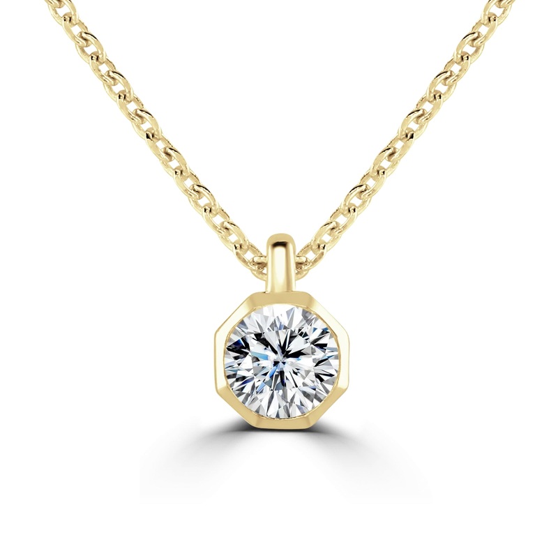 Brown & Newirth Created 0.30ct Laboratory Created Diamond 9ct Yellow Gold Octagonal Solitaire Pendant