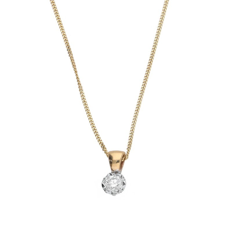 Diamond 0.20ct Illusion Set 9ct Yellow Gold Necklace