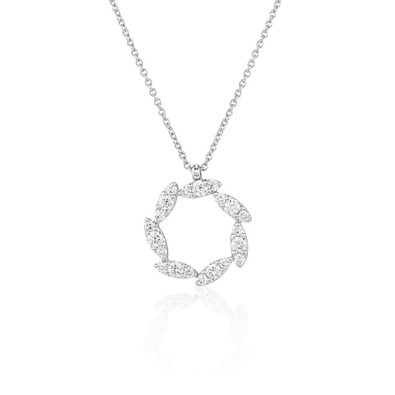 Diamond 18ct White Gold Marquise Circular Pendant
