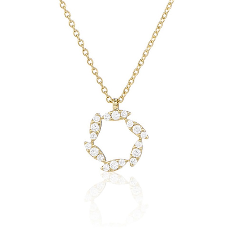 Diamond 18ct Yellow Gold Marquise Circular Pendant