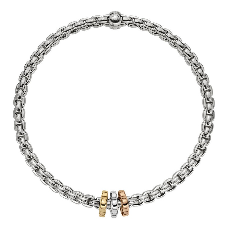 Fope Eka Tiny 18ct White Gold Tricolour Bracelet Medium