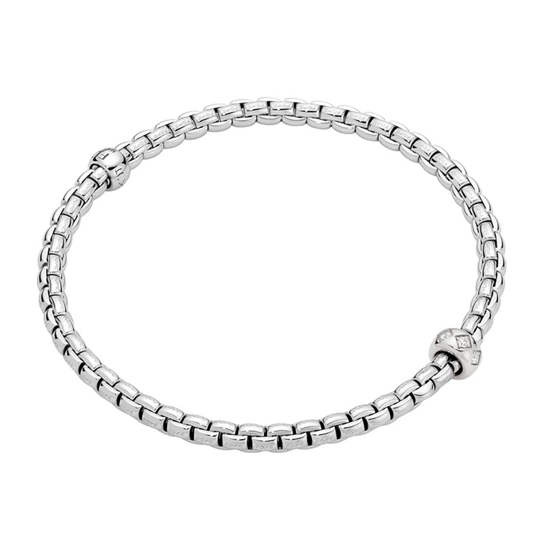 FOPE Flex’it Eka 18ct White Gold 0.12ct Diamond Set Bracelet Medium