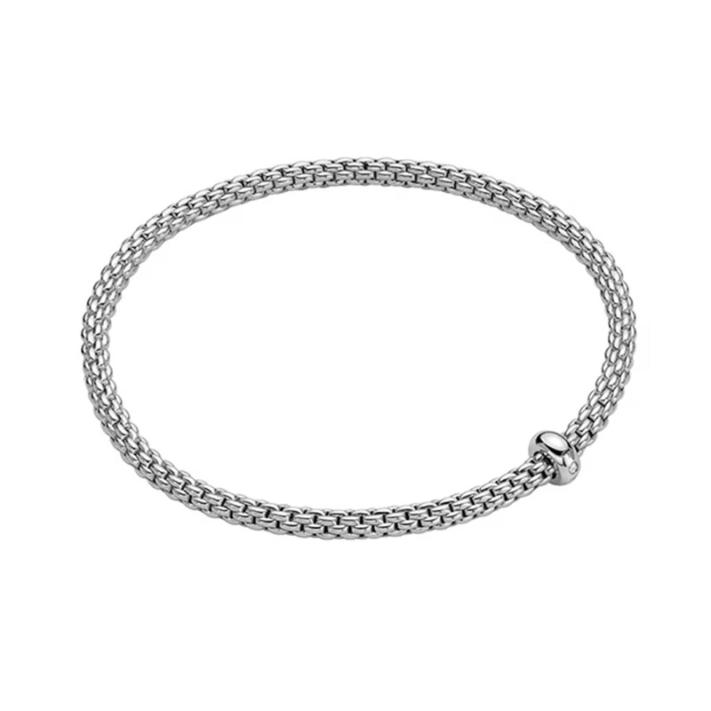 FOPE Flex’it Prima 18ct White Gold 0.01ct Diamond Set Bracelet Medium
