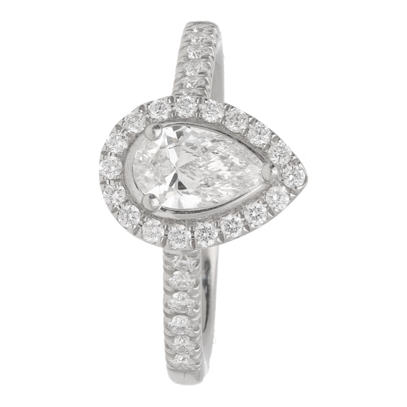 Pre-Owned Diamond 0.50ct Platinum Pear Cluster Ring
