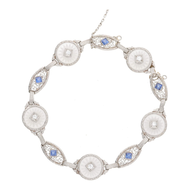 Pre-Owned Sapphire, Diamond and Rock Crystal Bracelet