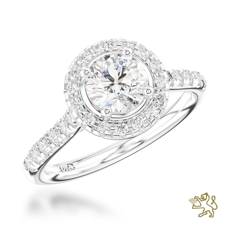 Skye Halo 0.70ct F SI1 Diamond Platinum Ring