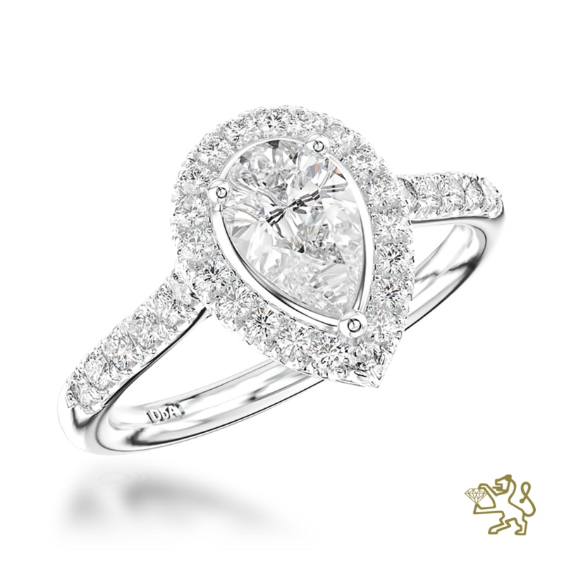 Skye Pear Halo 0.30ct F SI Diamond Platinum Ring
