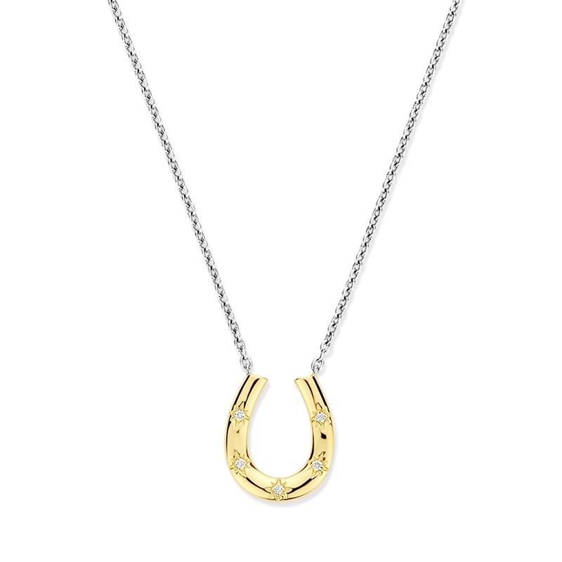 Ti Sento Yellow Gold Plated Cubic Zirconia Horseshoe Necklace 34084ZY