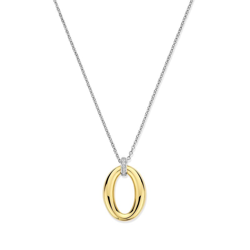 Ti Sento Yellow Gold Plated Cubic Zirconia Oval Necklace 34091ZY