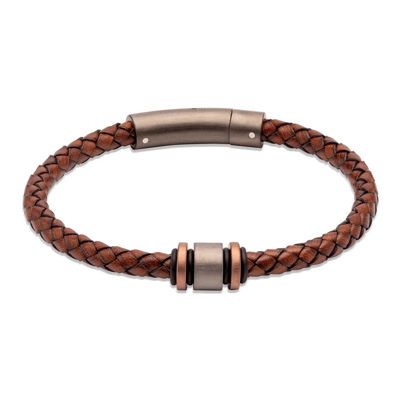 Unique Antique Brown Leather Bracelet 21cm