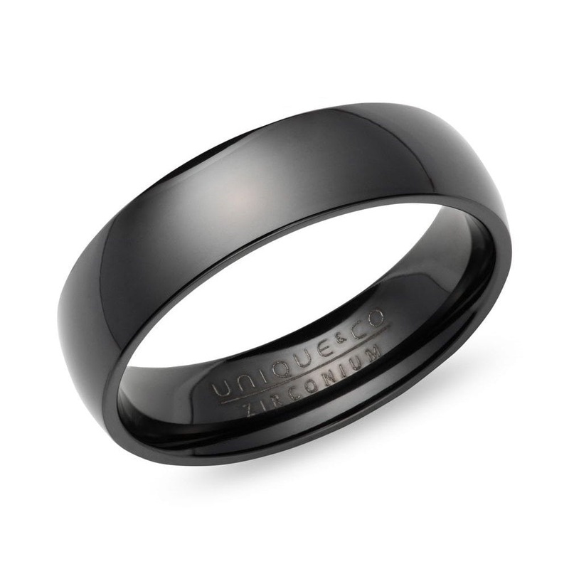 Unique Black Zirconium Plain 7mm Polished Ring (66)