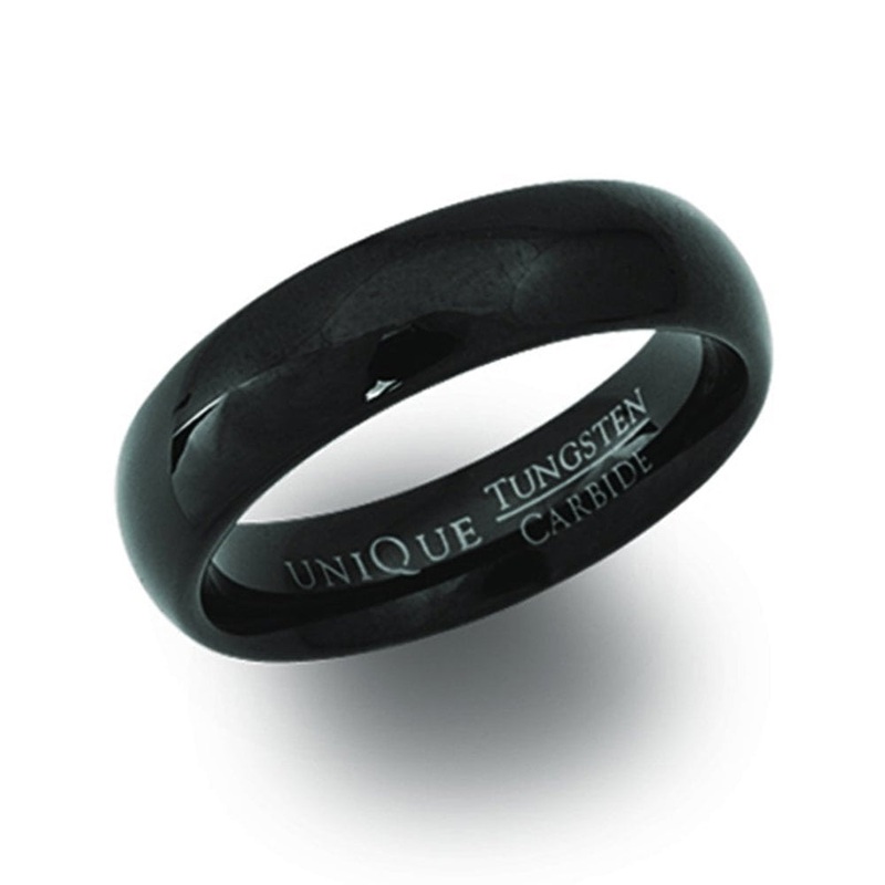 Unique Tungsten 6mm Court Ring With Black Finish (60)