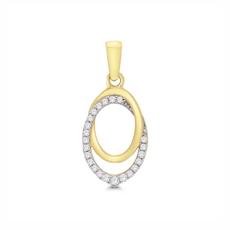 Diamond Double Oval 9ct Yellow Gold Pendant