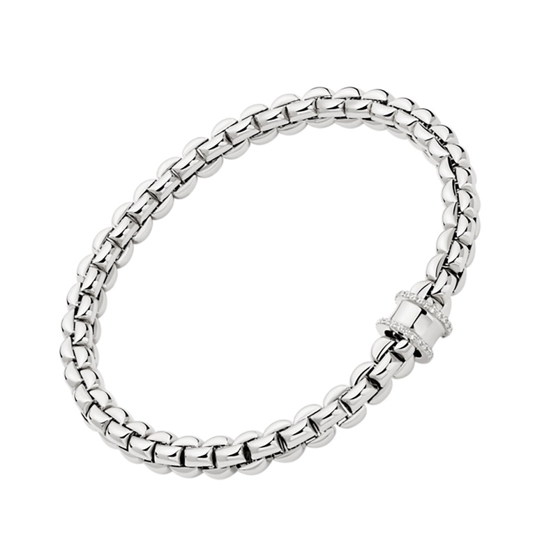 FOPE Flex’it Eka 18ct White Gold 0.17ct Diamond Set Bracelet Medium