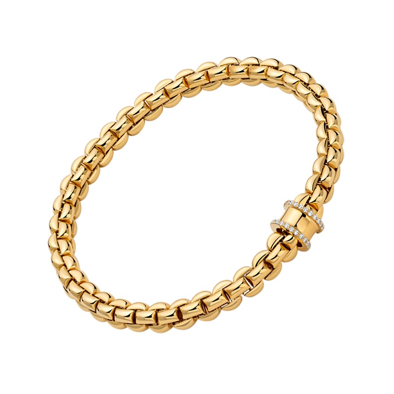 FOPE Flex’it Eka 18ct Yellow Gold 0.17ct Diamond Set Bracelet Medium