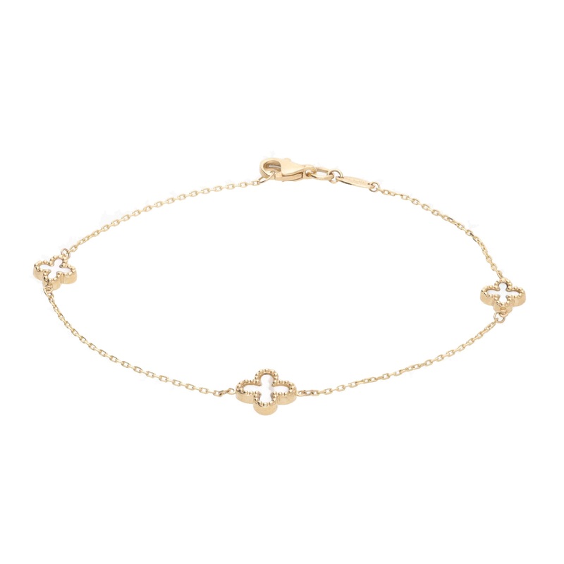 Mother of Pearl 9ct Yellow Gold Clover Bracelet