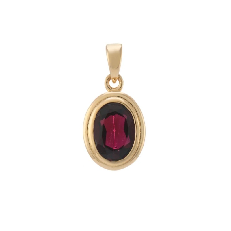Oval Garnet 9ct Yellow Gold Pendant