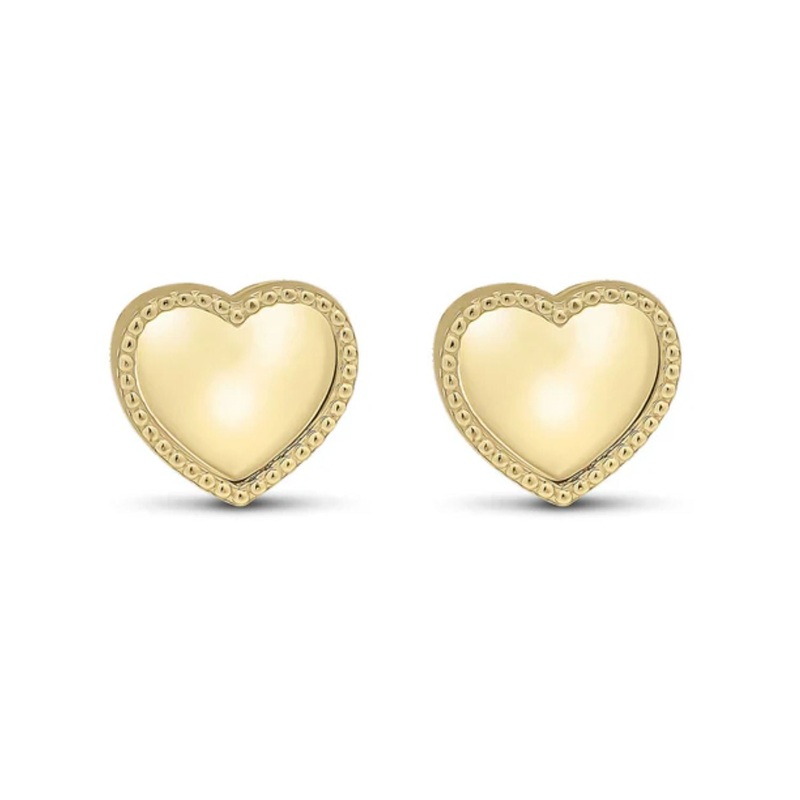 Beaded Heart 9ct Yellow Gold Stud Earrings