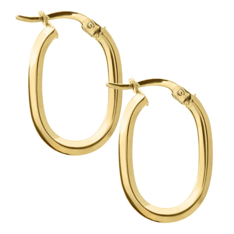 Bevelled 9ct Yellow Gold Hoop Earrings