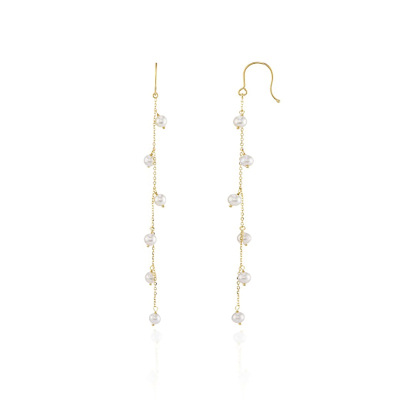 Cultured Pearl 9ct Yellow Gold Drop Earrings