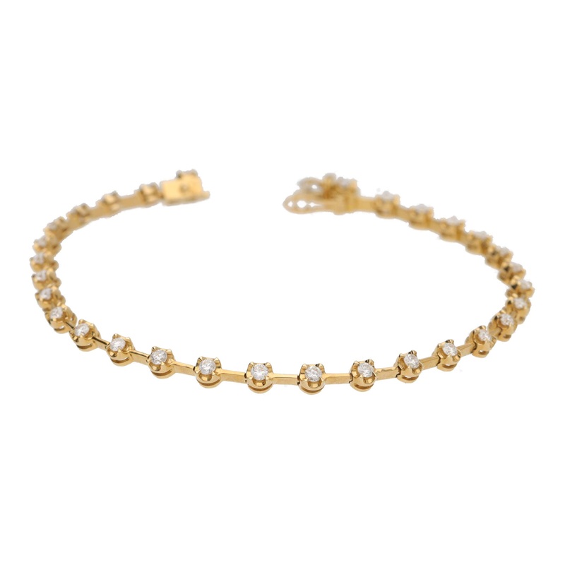 Diamond 1.00ct 18ct Yellow Gold Line Bracelet