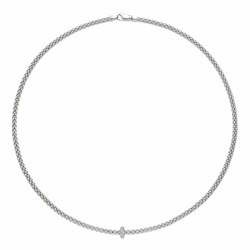 Flex’it Prima 18ct White Gold 0.18ct Diamond Set Necklace 43cm