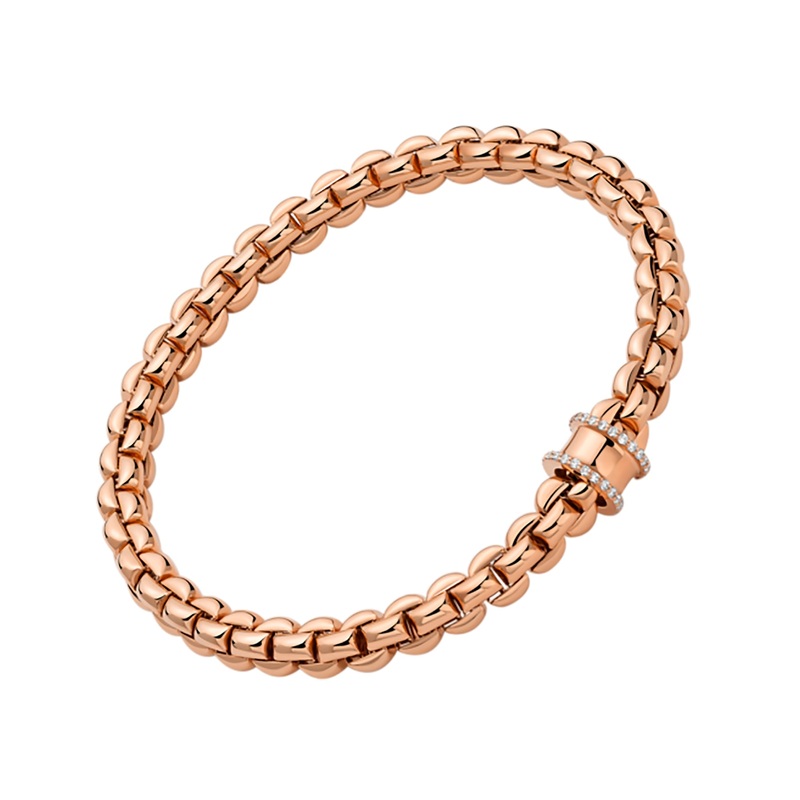 FOPE Flex’it Eka 18ct Rose Gold 0.17ct Diamond Set Bracelet Medium