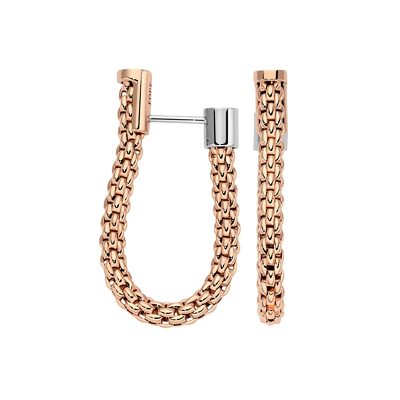 FOPE Flex’it Essentials 18ct Rose Gold Oval Mesh Small Hoop Earrings