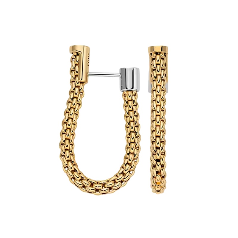 FOPE Flex’it Essentials 18ct Yellow Gold Oval Mesh Small Hoop Earrings