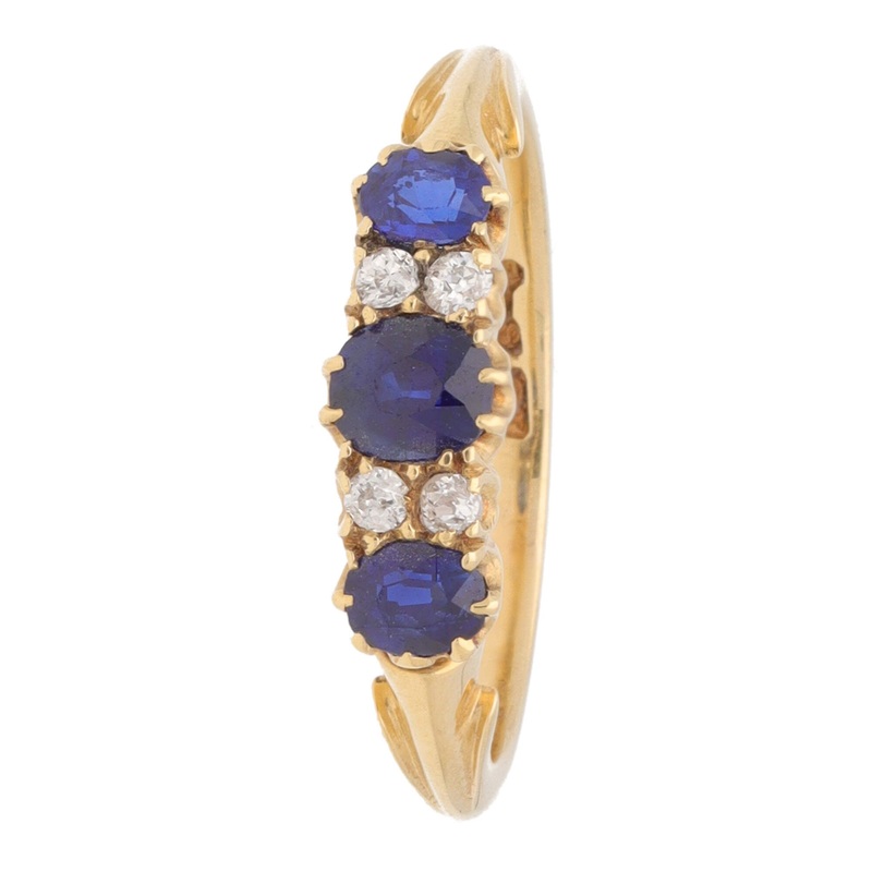 Pre-Owned Blue Sapphire and Diamond 18ct Yellow Gold Ring