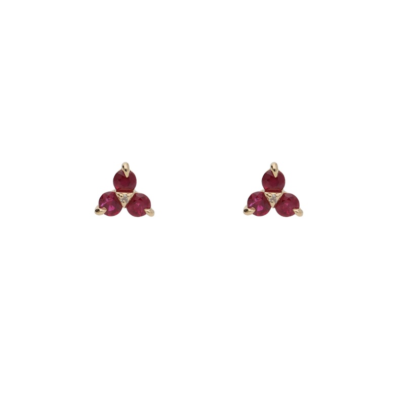 Ruby and Diamond 9ct Yellow Gold Stud Earrings