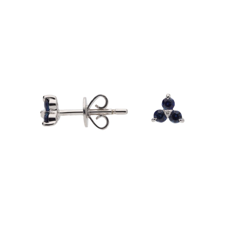 Sapphire and Diamond 9ct White Gold Stud Earrings