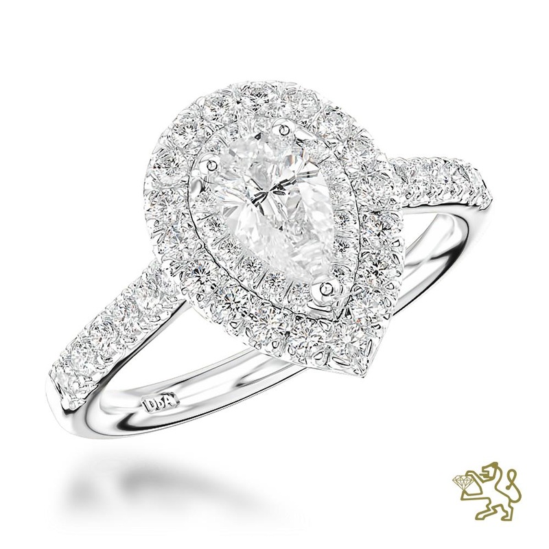 Skye Duo Pear Halo 0.60ct F VS1 Diamond Platinum Ring