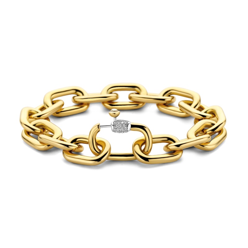 Ti Sento Yellow Gold Plated Cubic Zirconia Oval Linked Bracelet 2874ZY
