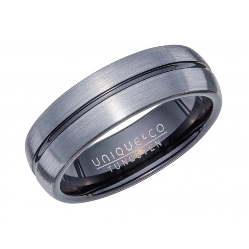 Unique Black IP Plating 7mm Tungsten Carbide Ring (62)