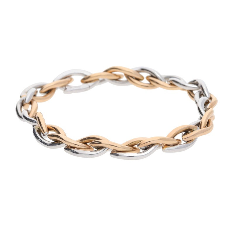 Clioro Open Marquise Link 18ct White and Rose Gold Bracelet. 19cm