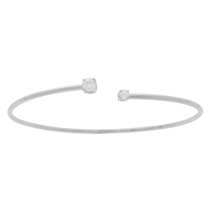 Diamond Set 18ct White Gold Open Bangle