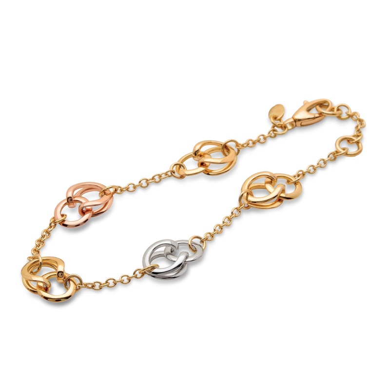 Figure of Eight Link 18ct Yellow, White and Rose Gold Bracelet