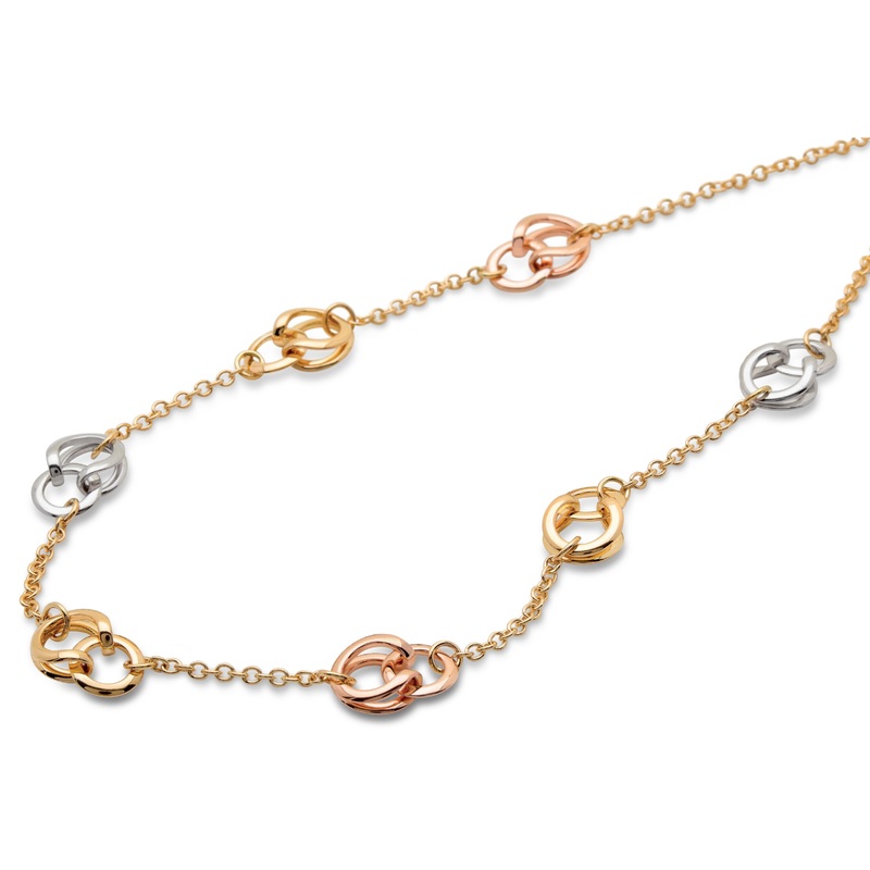 Figure of Eight Link 18ct Yellow, White and Rose Gold Necklace