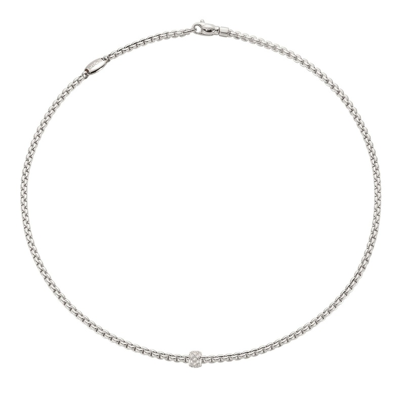 FOPE Flex’it Eka 18ct White Gold 0.19ct Diamond Set Necklace 50cm