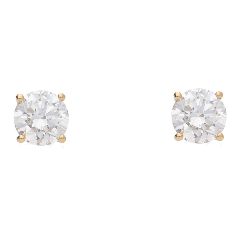 Laboratory Grown 2.00ct Diamond 18ct Yellow Gold Stud Earrings