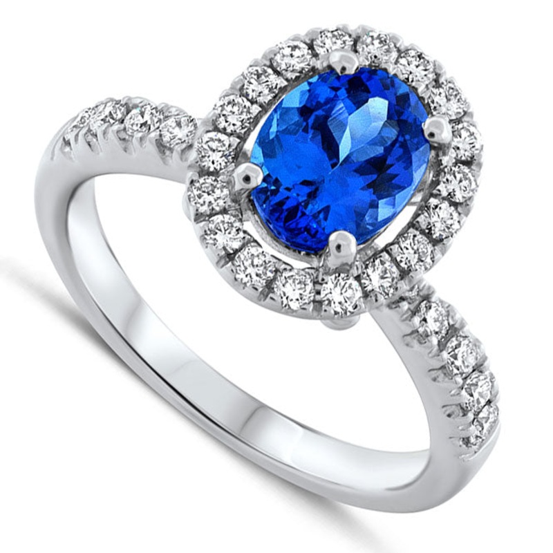 Tanzanite and Diamond 18ct White Gold Cluster Ring