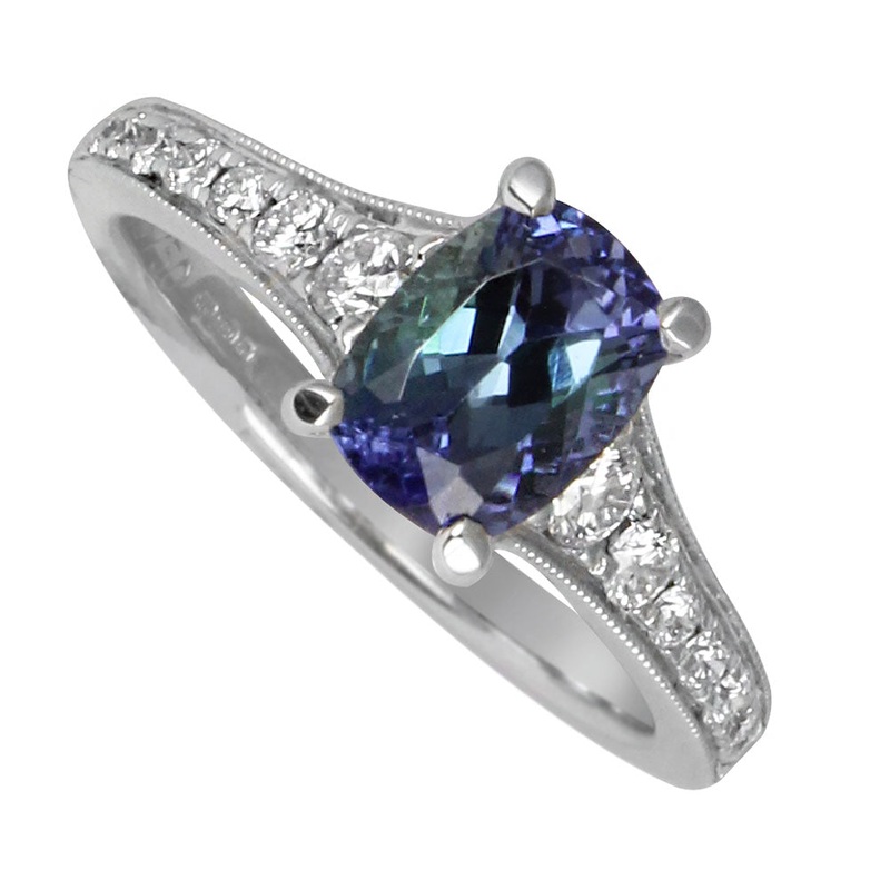 Tanzanite and Diamond 18ct White Gold Ring