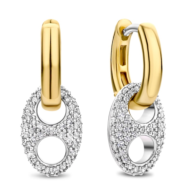 Ti Sento Cubic Zirconia Yellow Gold Plated Coffee Bean Hoop Earrings 7878ZY