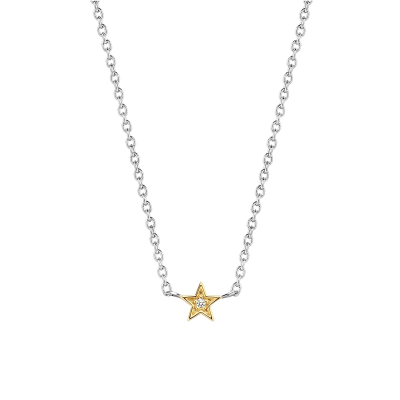 Ti Sento Cubic Zirconia Yellow Gold Plated Star Necklace 3976ZY
