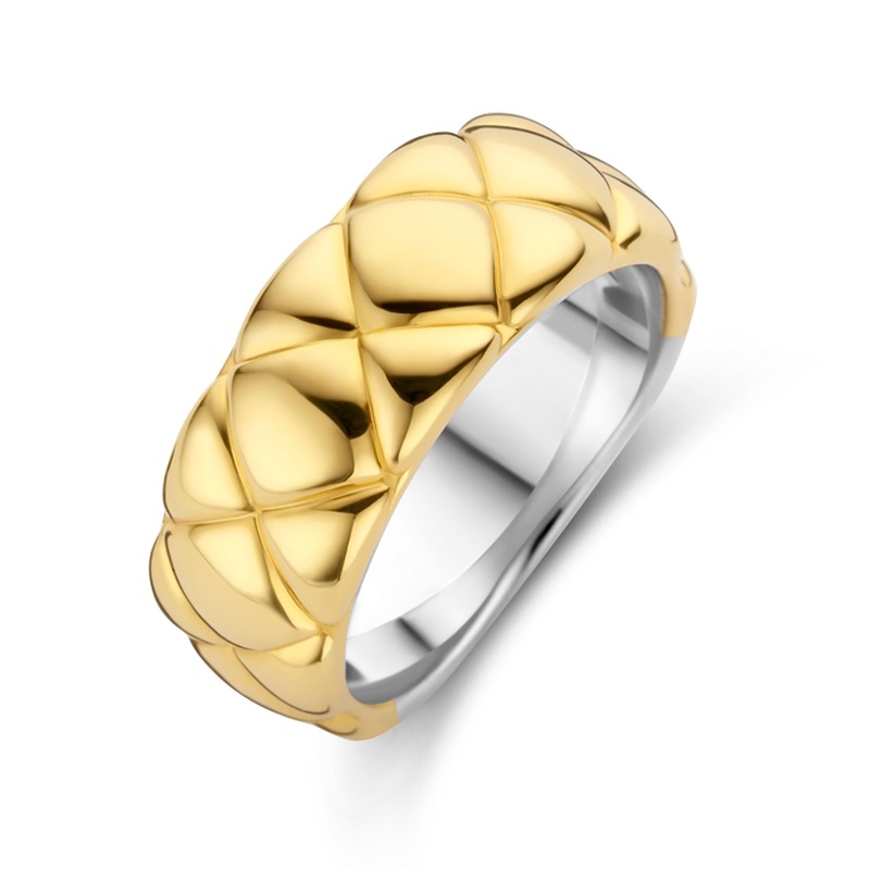 Ti Sento Yellow Gold Plated Clover Patterned Wide Ring 12288SY (56)