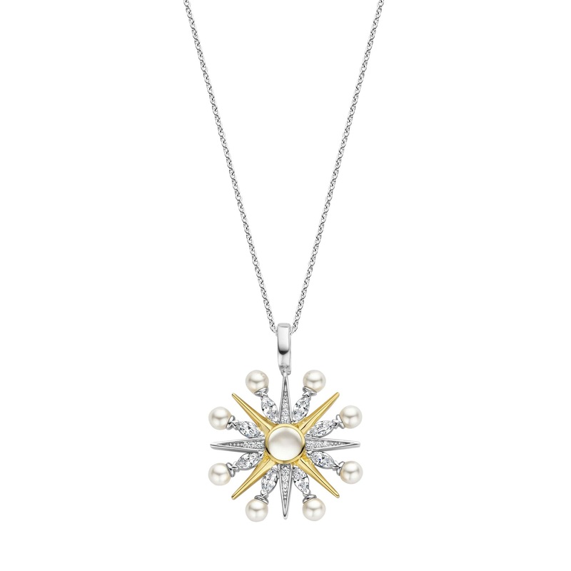 Ti Sento Yellow Gold Plated Cubic Zirconia Pearl White Star Pendant 6822YP