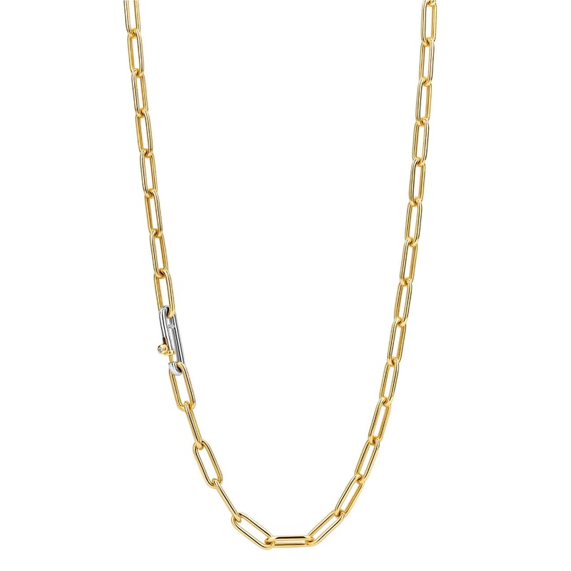 Ti Sento Yellow Gold Plated Oval Linked Necklace 3947SY