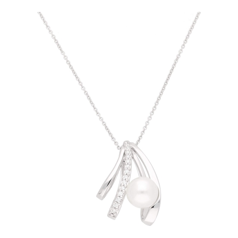 Akoya Pearl And Diamond Three Strand 18ct White Gold Necklace