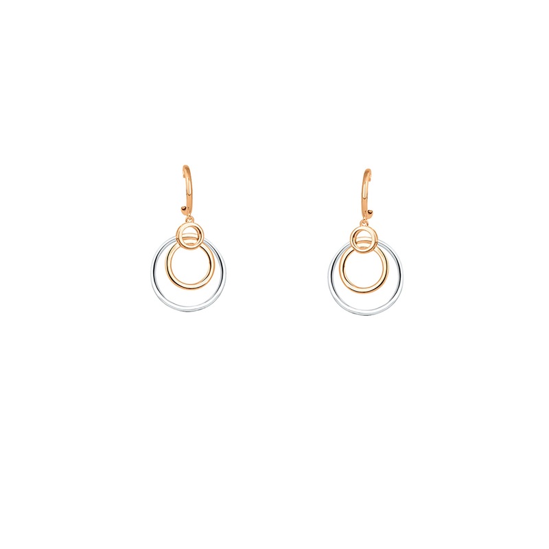 Amore Ava 9ct Rose and White Gold Circle Drop Earrings